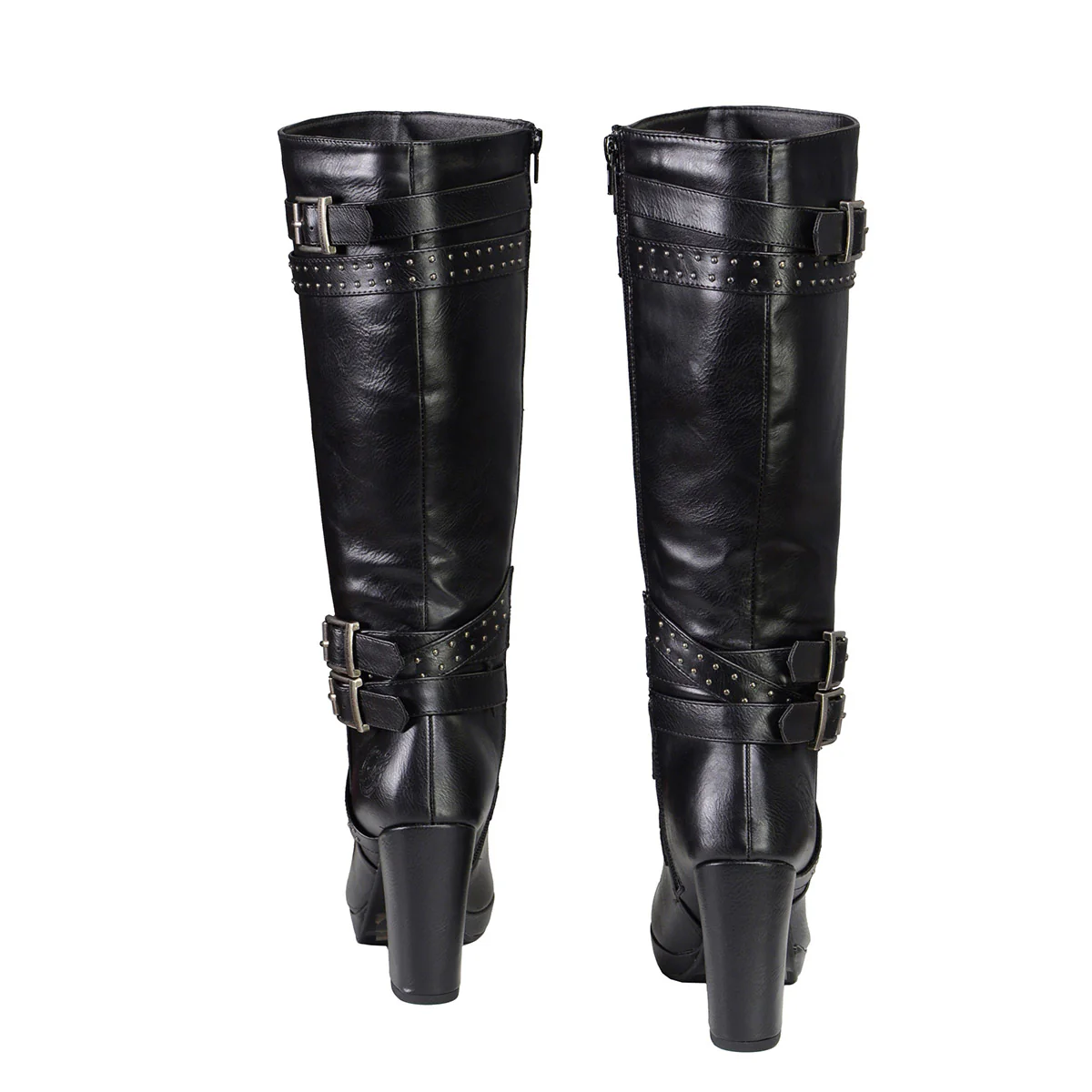 Milwaukee Leather MBL9422 Women's Tall Black Studded Strap Fashion Casual Boots with Platform Heel - Image 6