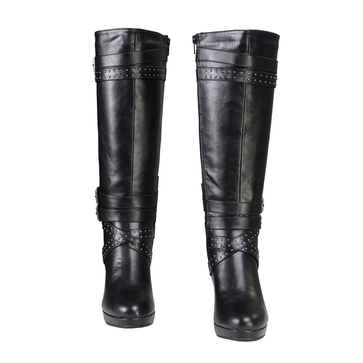 Milwaukee Leather MBL9422 Women's Tall Black Studded Strap Fashion Casual Boots with Platform Heel - Image 7
