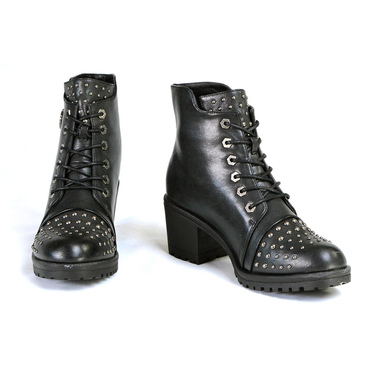 Milwaukee Leather MBL9426 Women's Distress Black Rocker Fashion Boots with Studded Instep - Image 2