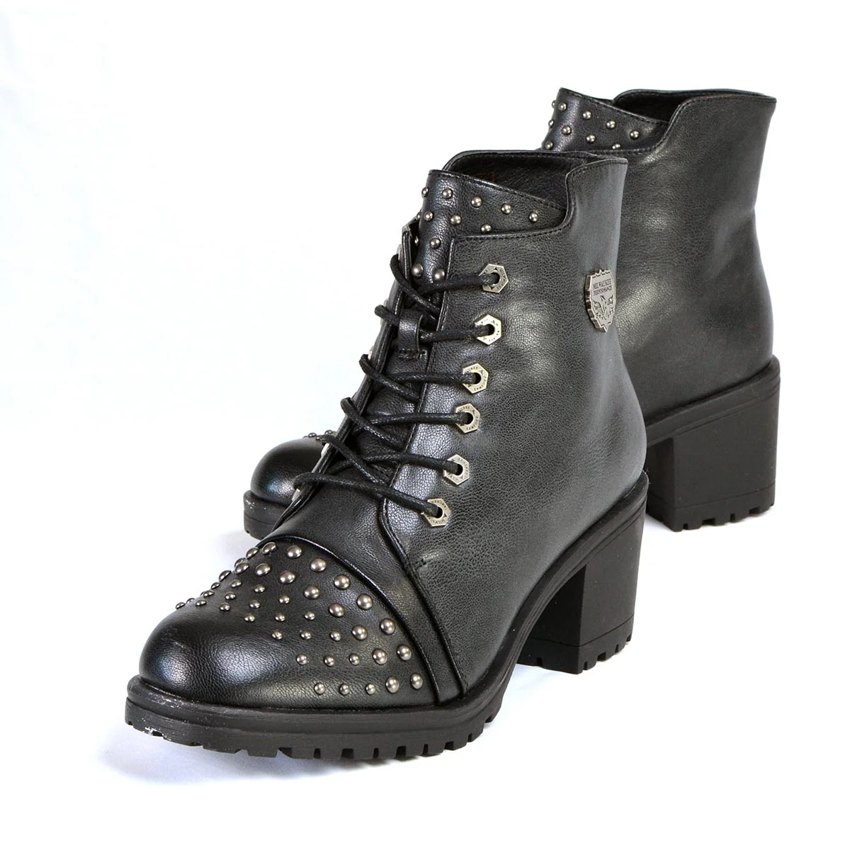 Milwaukee Leather MBL9426 Women's Distress Black Rocker Fashion Boots with Studded Instep - Image 4