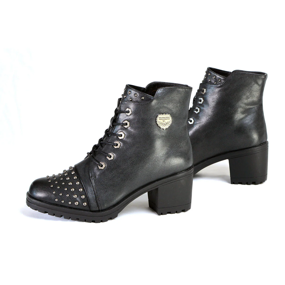 Milwaukee Leather MBL9426 Women's Distress Black Rocker Fashion Boots with Studded Instep - Image 5