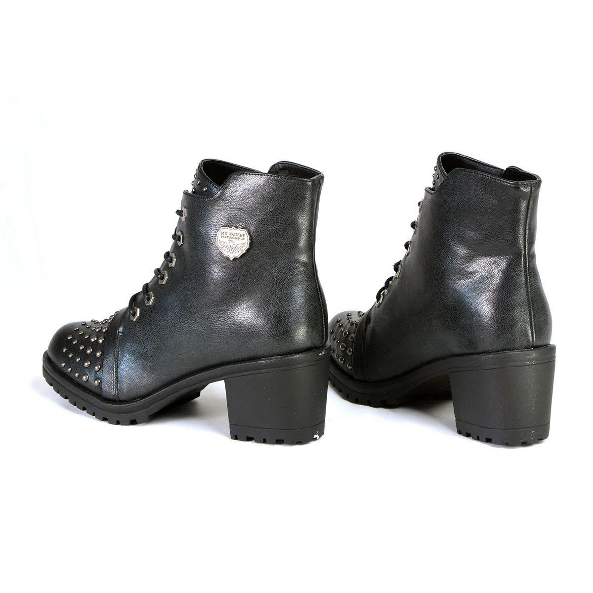Milwaukee Leather MBL9426 Women's Distress Black Rocker Fashion Boots with Studded Instep - Image 6