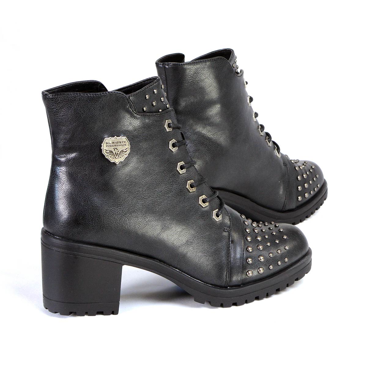 Milwaukee Leather MBL9426 Women's Distress Black Rocker Fashion Boots with Studded Instep - Image 8