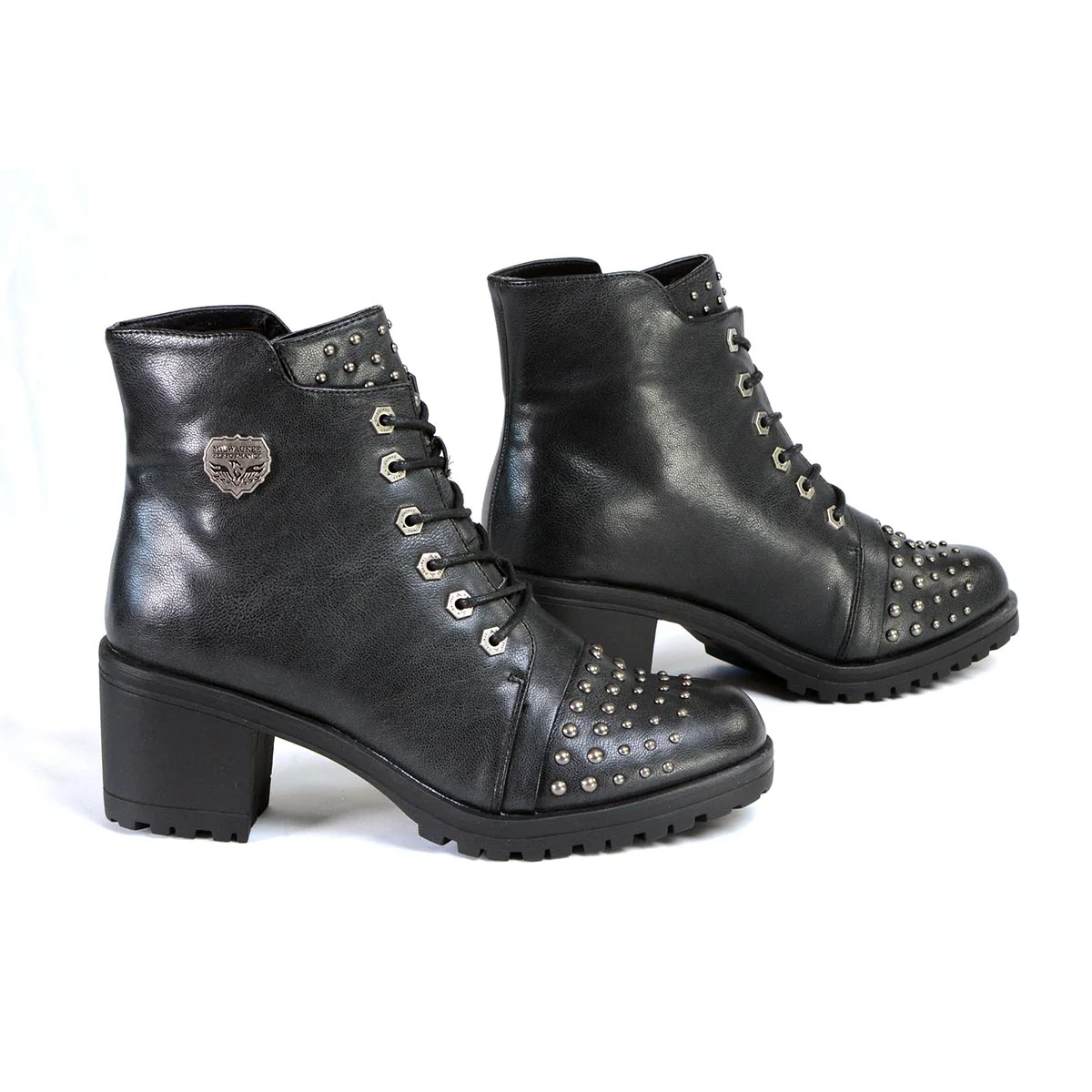 Milwaukee Leather MBL9426 Women's Distress Black Rocker Fashion Boots with Studded Instep - Image 9