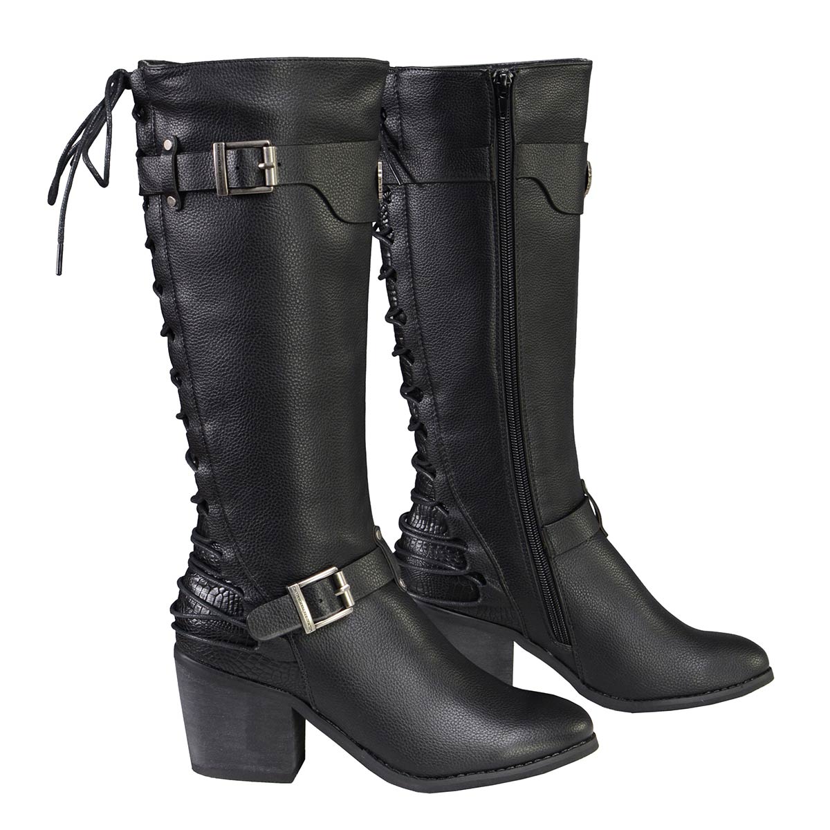 Milwaukee Leather MBL9427 Women's Black Tall Fashion Casual Boots with Back End Lacing - Image 10