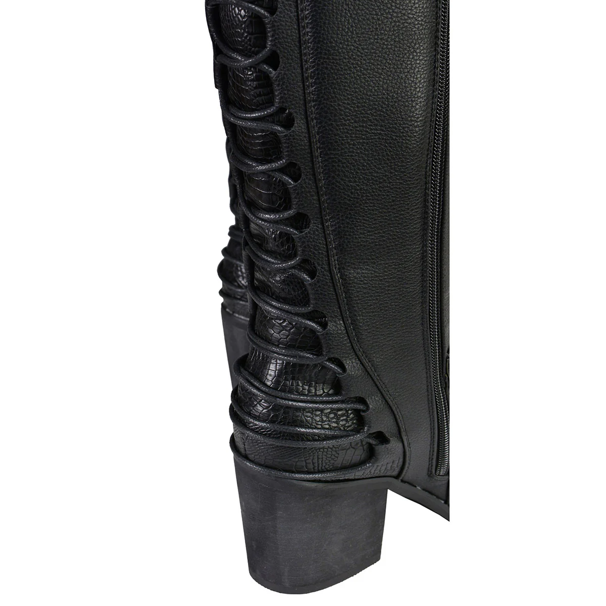 Milwaukee Leather MBL9427 Women's Black Tall Fashion Casual Boots with Back End Lacing - Image 11