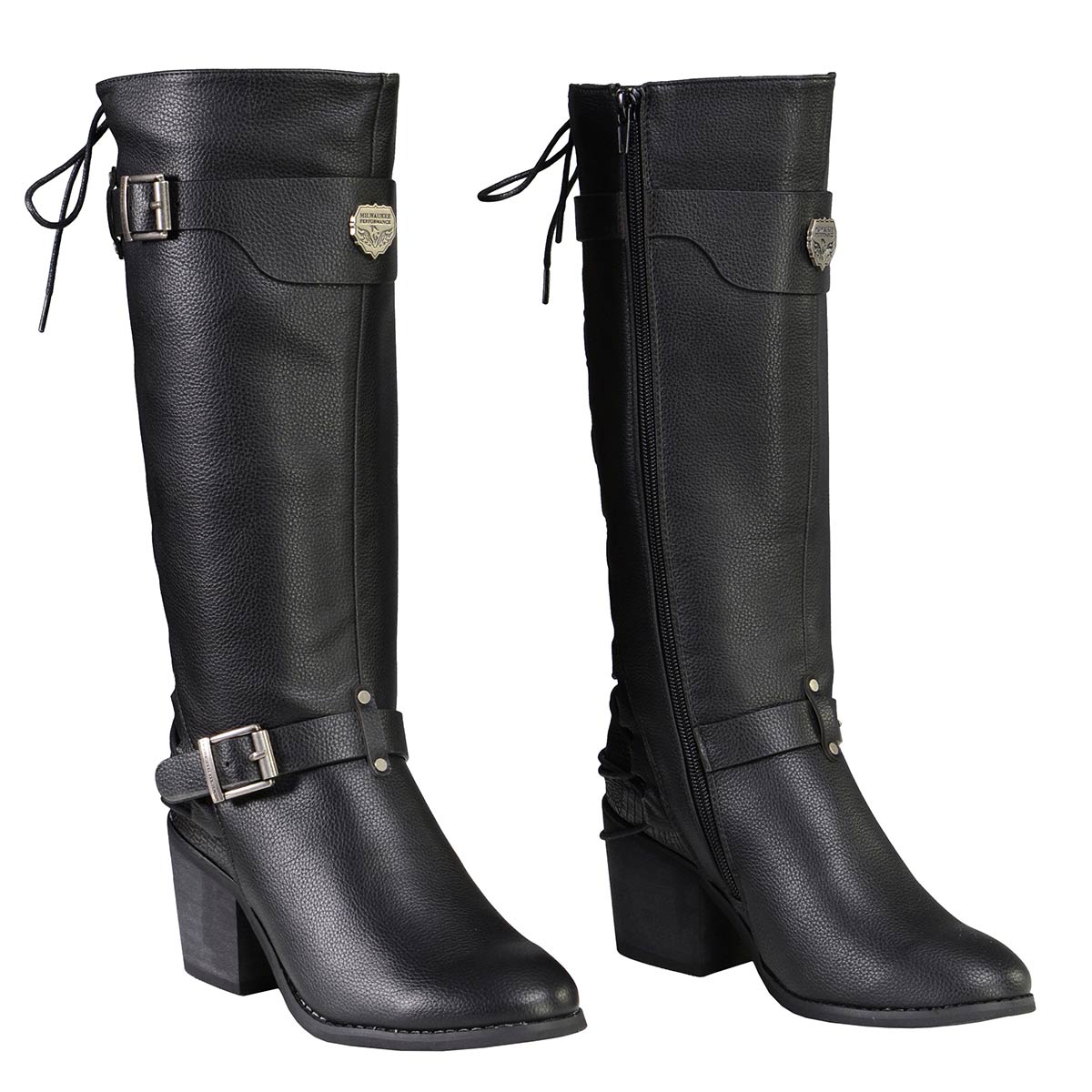 Milwaukee Leather MBL9427 Women's Black Tall Fashion Casual Boots with Back End Lacing - Image 2
