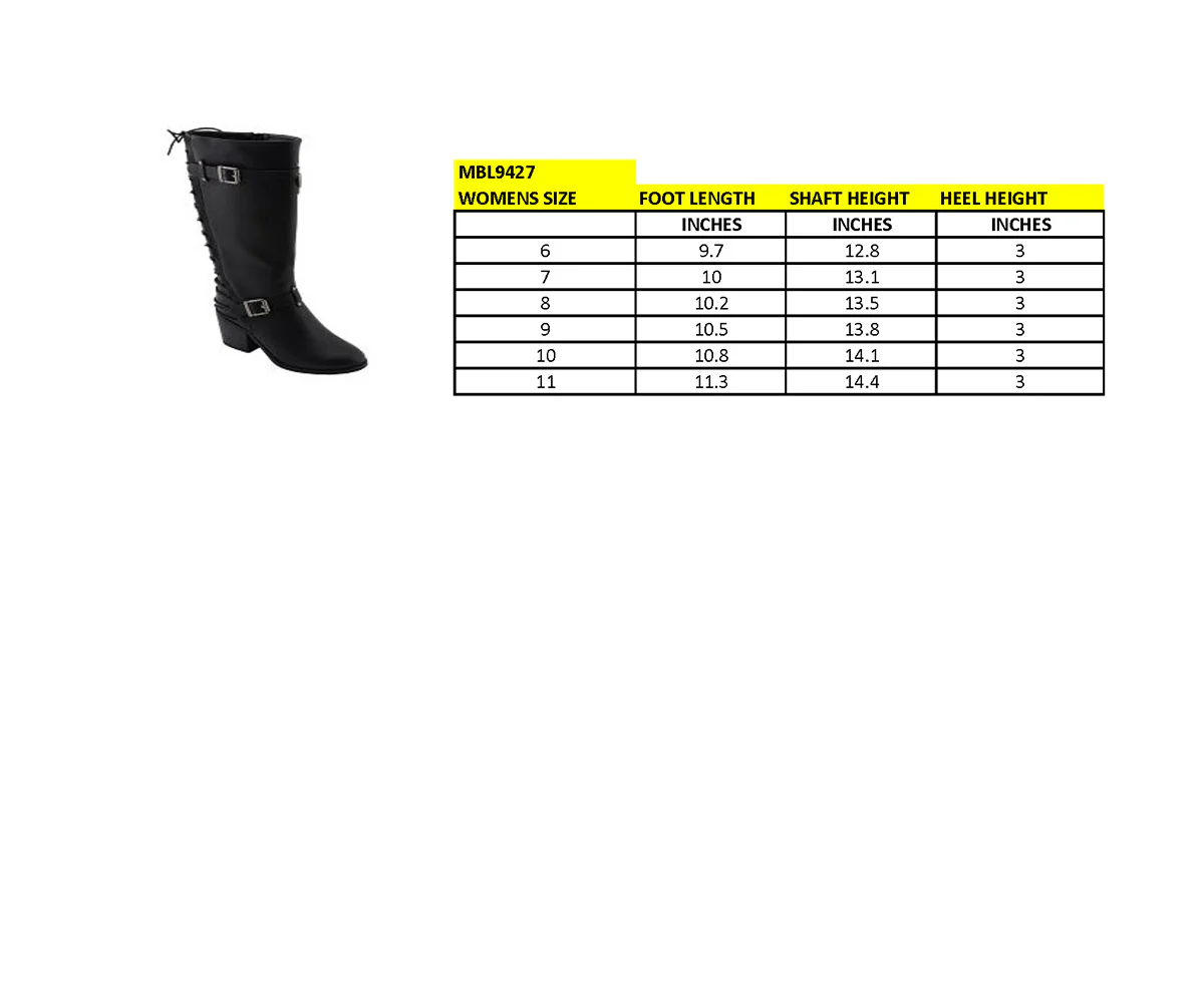 Milwaukee Leather MBL9427 Women's Black Tall Fashion Casual Boots with Back End Lacing - Image 3