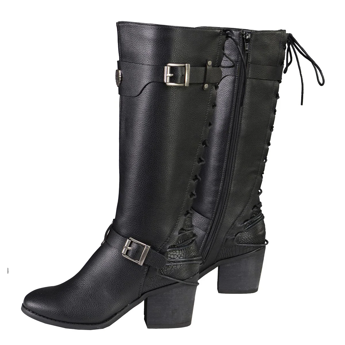 Milwaukee Leather MBL9427 Women's Black Tall Fashion Casual Boots with Back End Lacing - Image 6