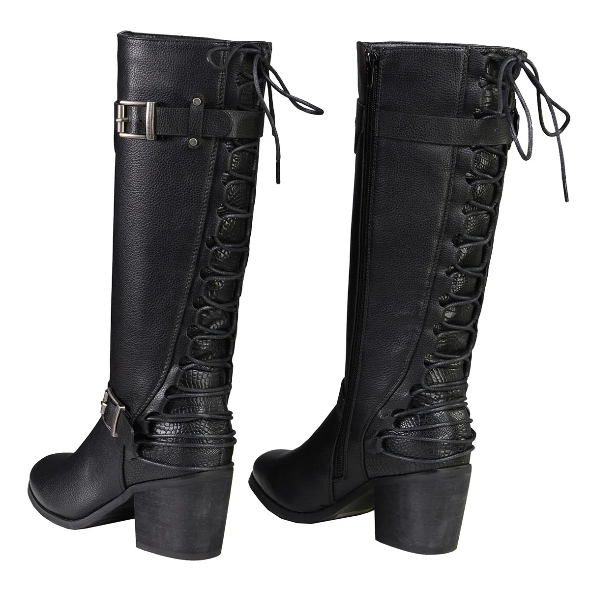 Milwaukee Leather MBL9427 Women's Black Tall Fashion Casual Boots with Back End Lacing - Image 7