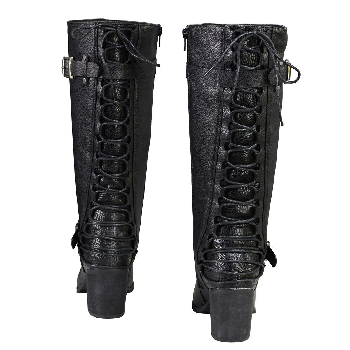 Milwaukee Leather MBL9427 Women's Black Tall Fashion Casual Boots with Back End Lacing - Image 8