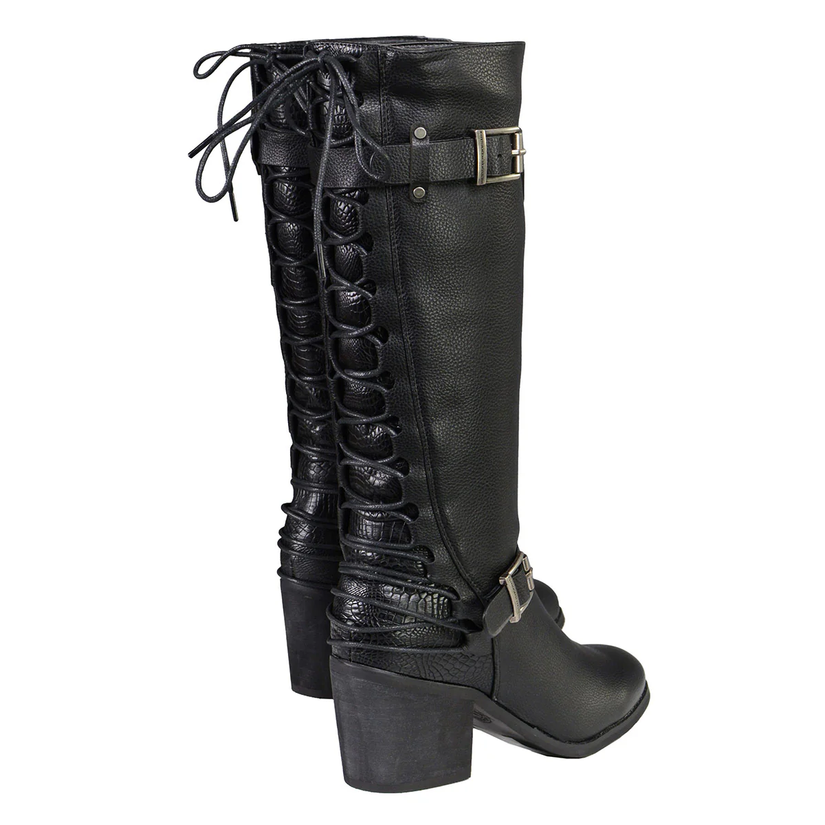 Milwaukee Leather MBL9427 Women's Black Tall Fashion Casual Boots with Back End Lacing - Image 9