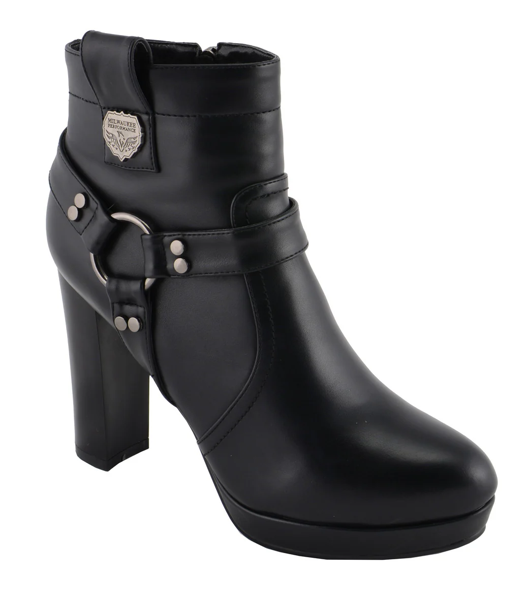Milwaukee Leather MBL9432 Women's Black Harness Ankle Fashion Boots with Block Heel - Image 10