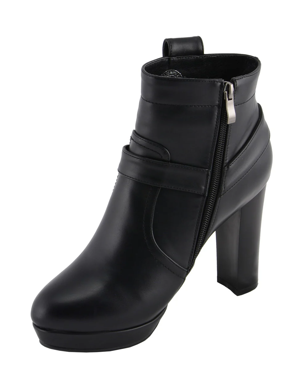 Milwaukee Leather MBL9432 Women's Black Harness Ankle Fashion Boots with Block Heel - Image 8