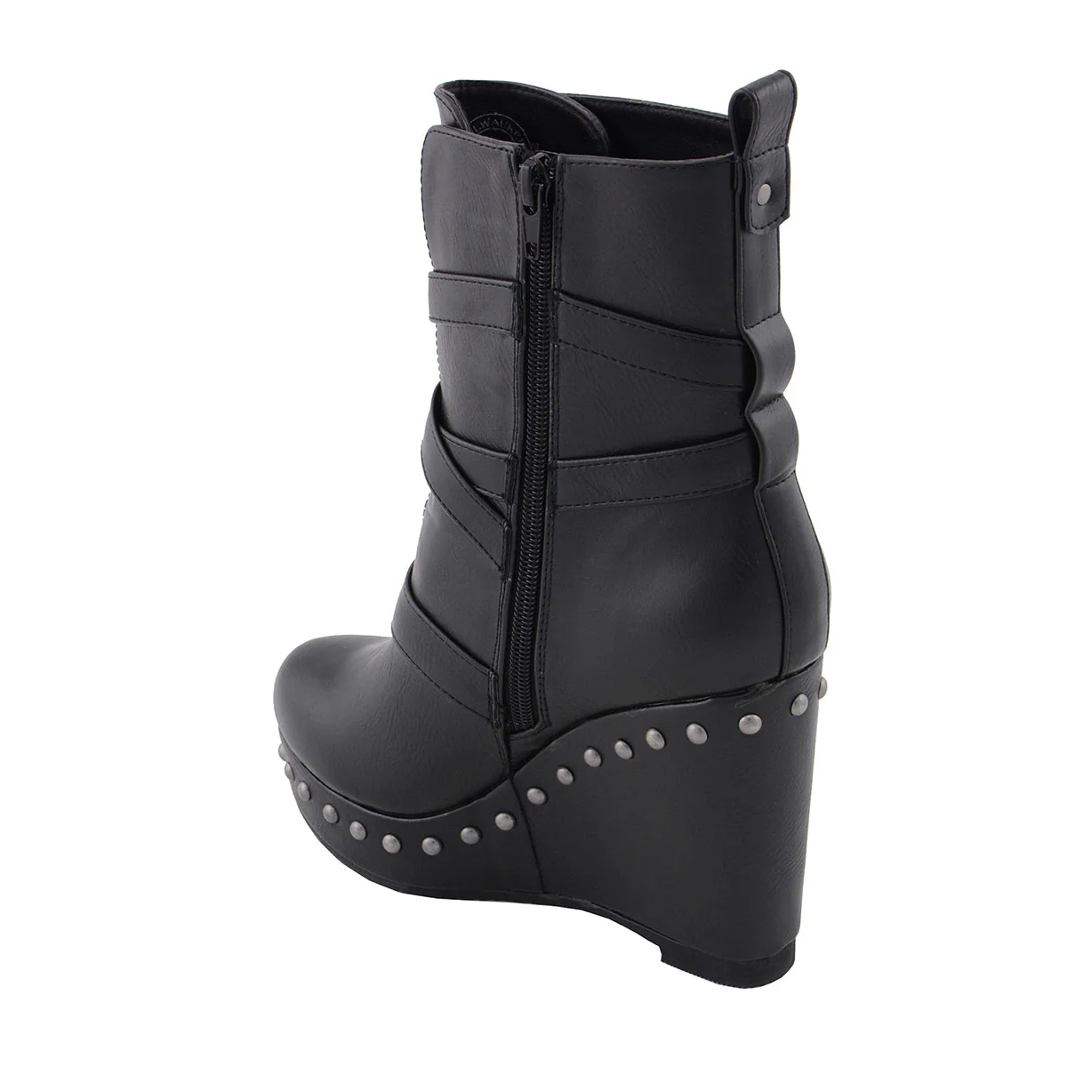 Milwaukee Leather MBL9437 Women's Black Triple Strap Fashion Boots with Platform Wedge - Image 7
