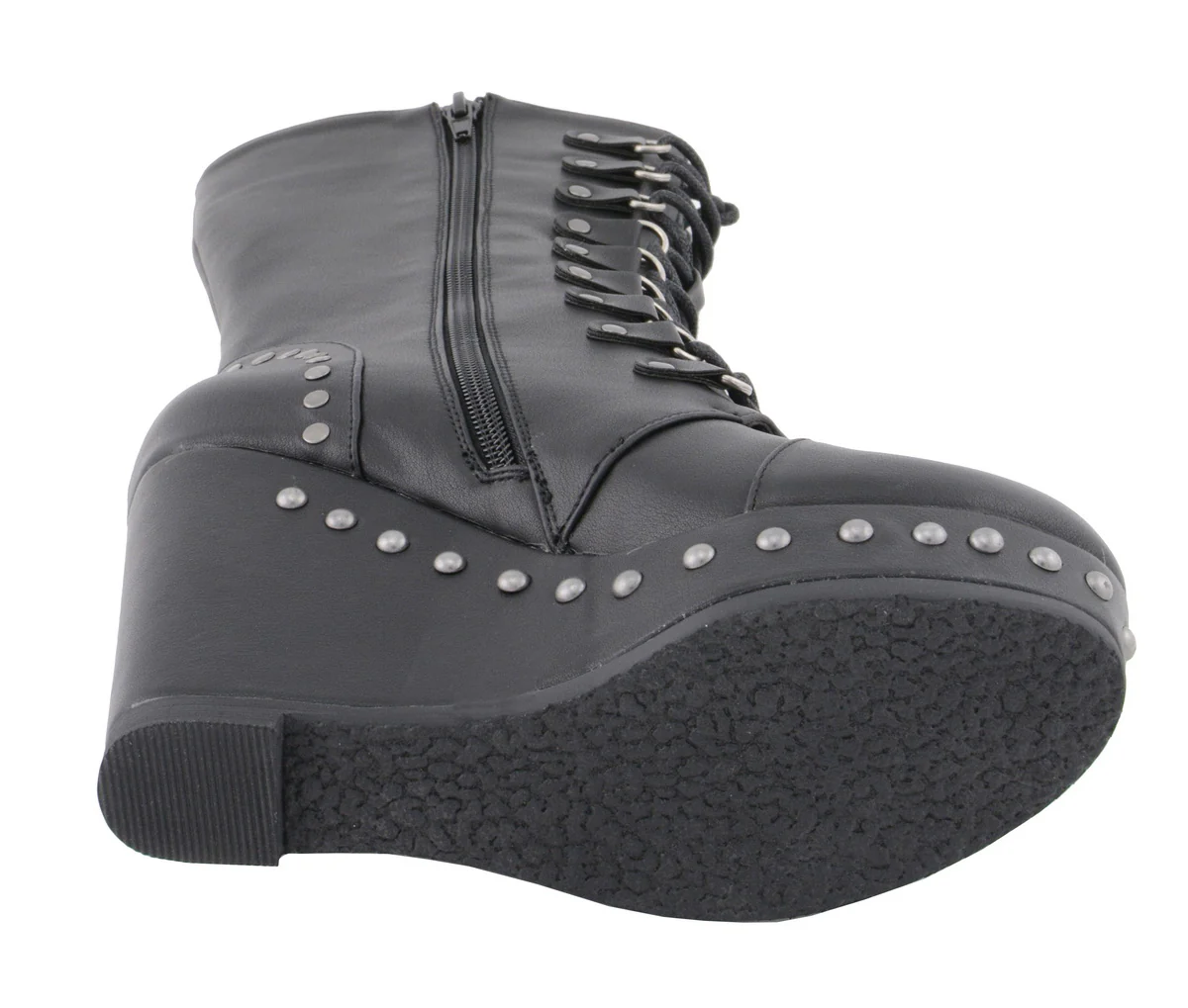 Milwaukee Leather MBL9438 Women's Black Tall Lace-Up Fashion Casual Boots with Platform Wedge - Image 10