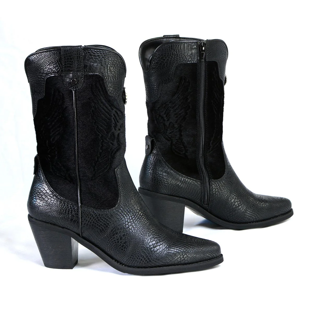 Milwaukee Leather Women's Black Western Style Fashion Boots with Black Snake Print MBL9441 - Image 8