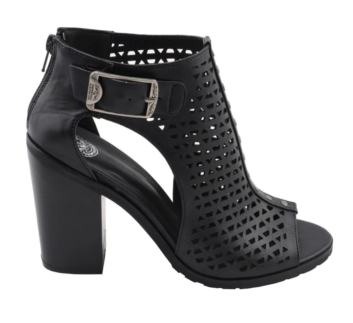 Milwaukee Leather MBL9453 Women's Black Mesh Open-Toe Platform Fashion Casual Heeled Sandals with Buckle Strap - Image 3