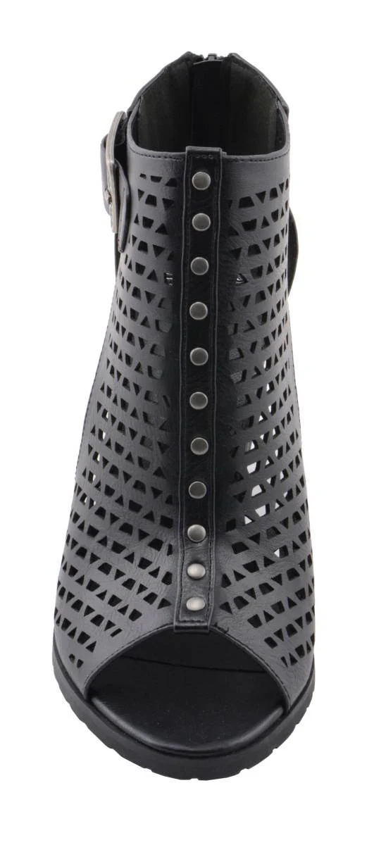 Milwaukee Leather MBL9453 Women's Black Mesh Open-Toe Platform Fashion Casual Heeled Sandals with Buckle Strap - Image 4