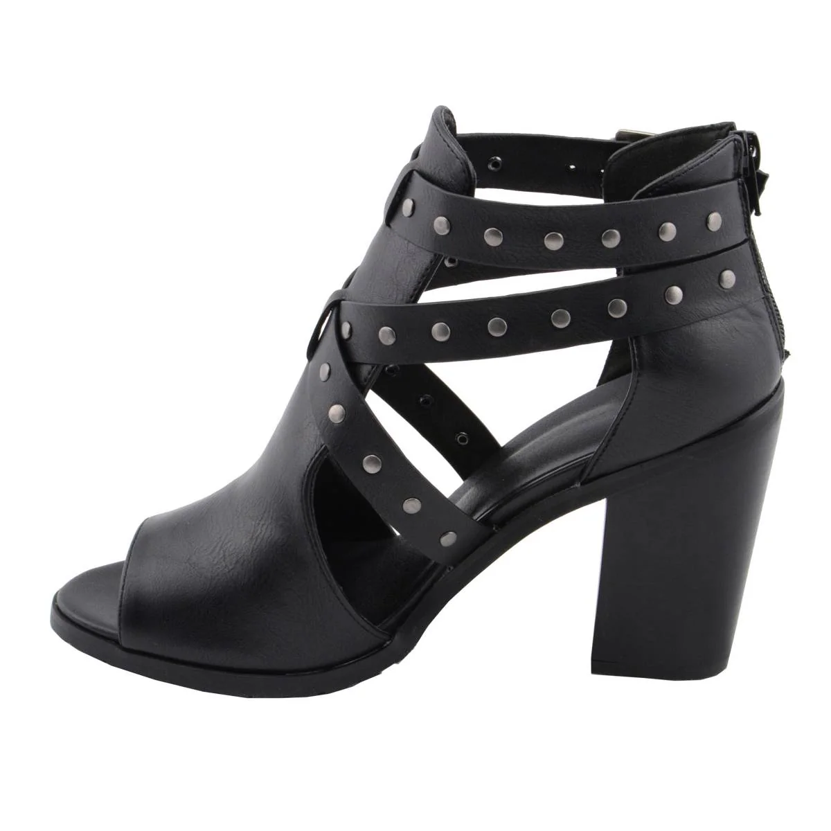 Milwaukee Leather MBL9454 Women's Black Studded Strap Fashion Casual Sandal with Platform Heel - Image 2