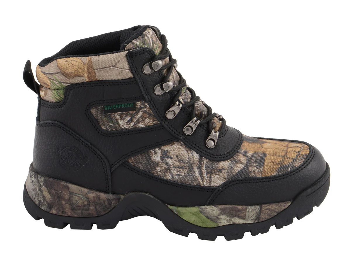 Milwaukee Leather MBM9140 Men's Black Waterproof Hiking Boots with Mossy Oak Print - Image 3