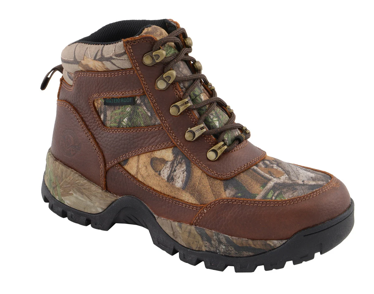 Milwaukee Leather MBM9141 Men's Brown Waterproof Hiking Boots with Mossy Oak Print - Image 2