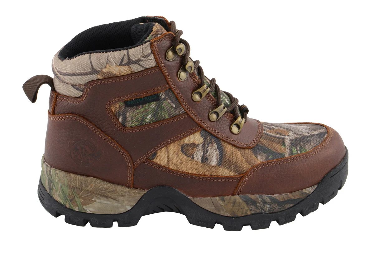 Milwaukee Leather MBM9141 Men's Brown Waterproof Hiking Boots with Mossy Oak Print - Image 9