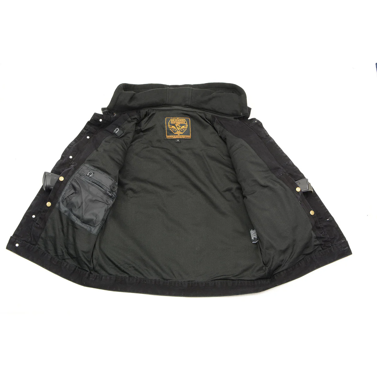 Milwaukee Leather MDM1000 Men's Black Denim Jacket with Removable Hoodie - Image 6