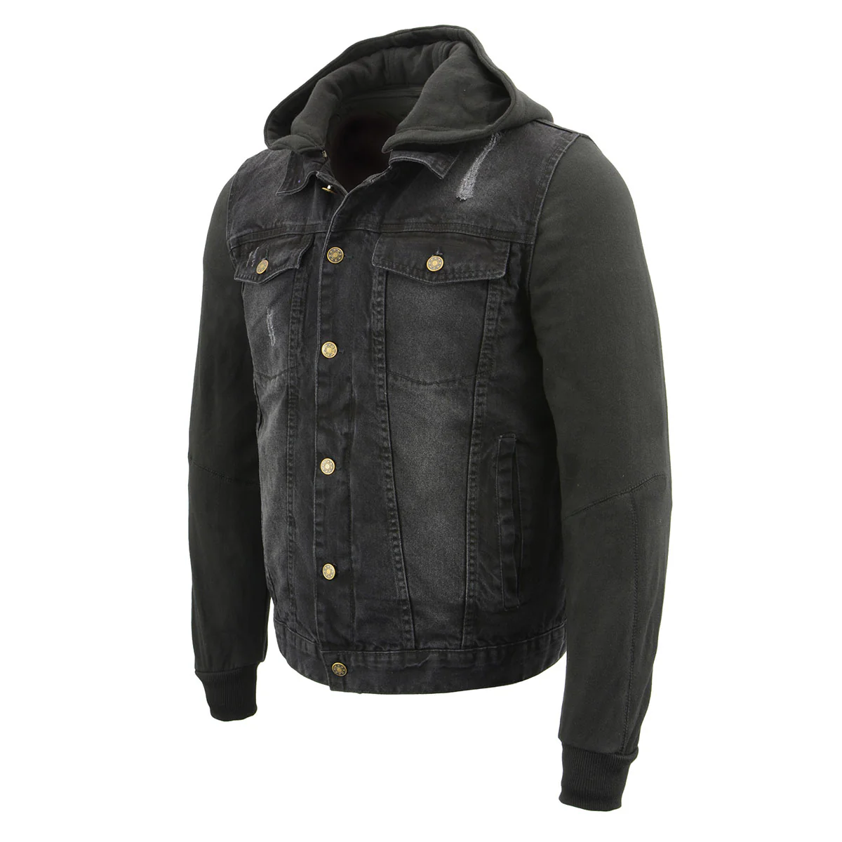 Milwaukee Leather MDM1000 Men's Black Denim Jacket with Removable Hoodie - Image 7