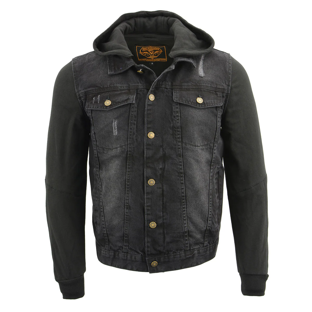 Milwaukee Leather MDM1000 Men's Black Denim Jacket with Removable Hoodie - Image 8