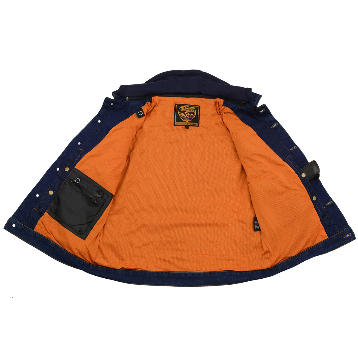 Milwaukee Leather MDM1000 Men's Blue Denim Jacket with Removable Hoodie - Image 6