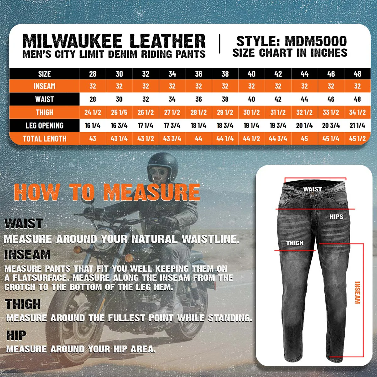Milwaukee Leather MDM5000 Men's City Limit Black CE Armored Motorcycle Riding Denim Jeans Pants Reinforced w/ Aramid Fibers - Image 3