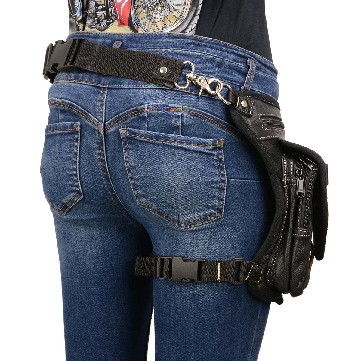 Milwaukee Leather MP8882 Black Conceal and Carry Leather Thigh Bag with Waist Belt - Image 4