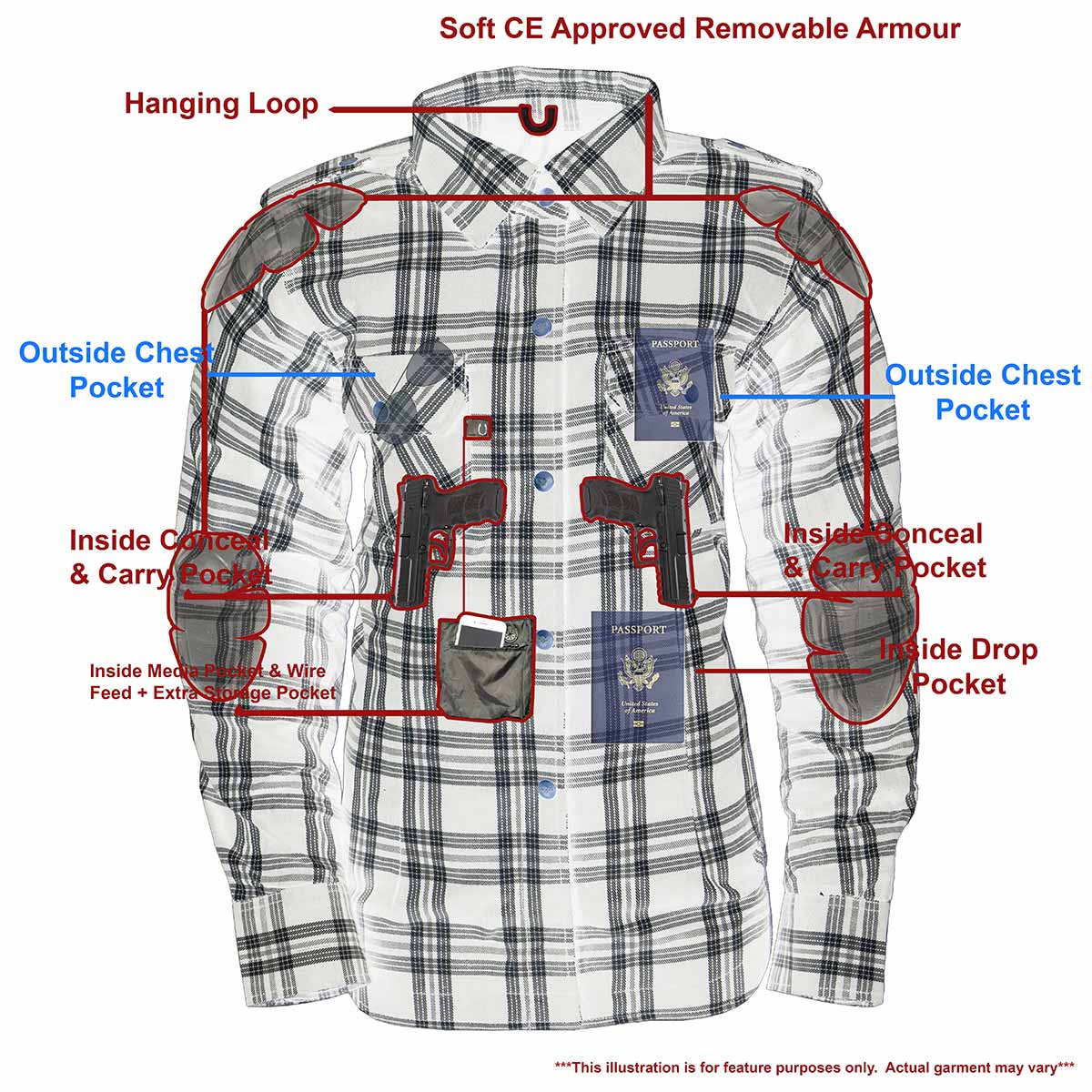 Milwaukee Leather MPL2600 Women’s Plaid Flannel Biker Shirt w/ CE Approved Armor - Reinforced w/ Aramid Fiber - Image 7