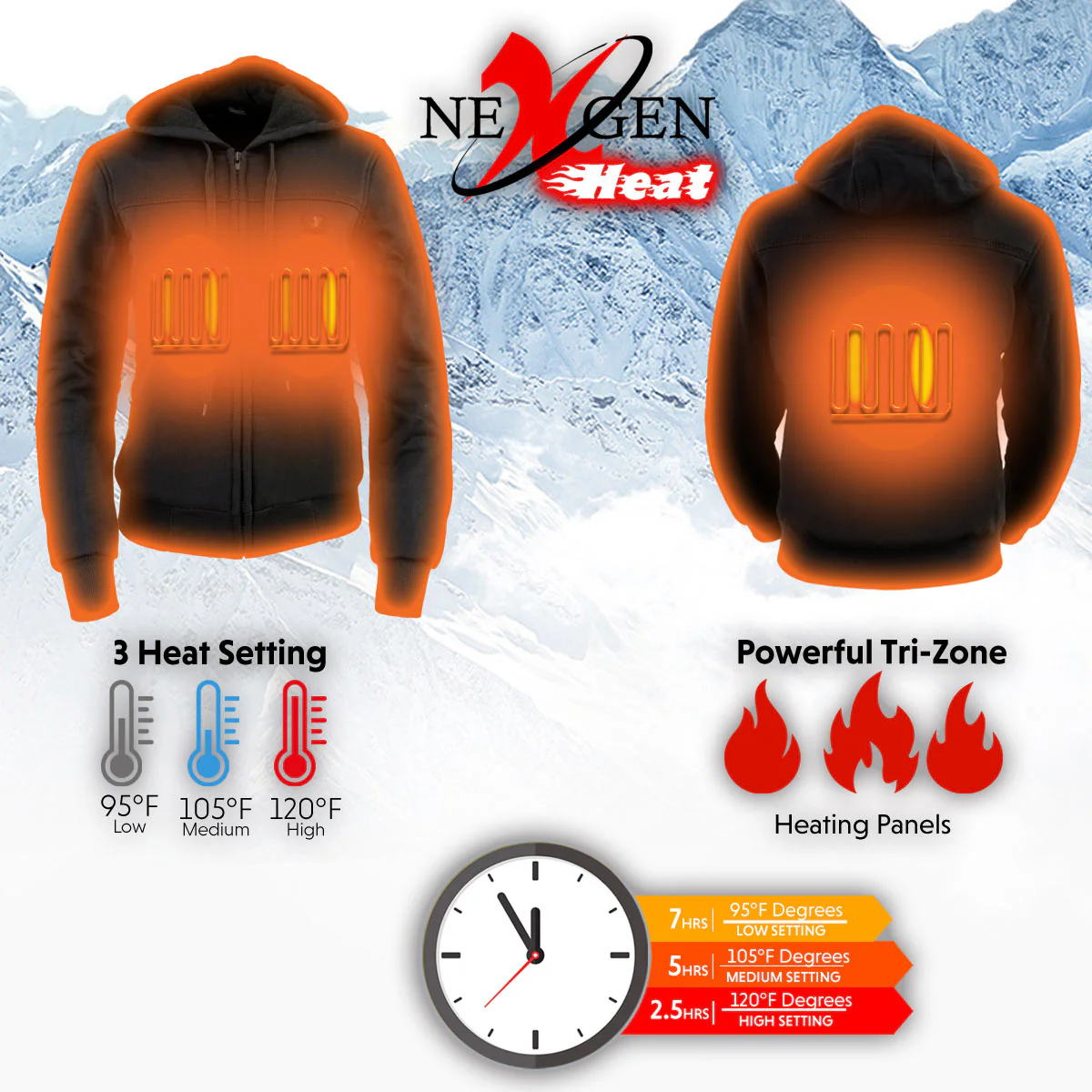 Nexgen Heat Women's Heated Hoodie Jacket - MPL2713SET Black | 3 Level Motorcycle Riding, Winter Ready, Outdoors Use - Image 5