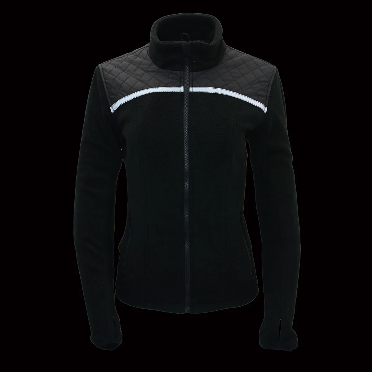 Milwaukee Leather MPL2784 Women's Black Micro Fleece Jacket with Reflective Stripes - Image 9