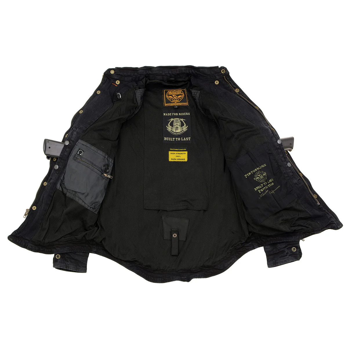 Milwaukee Leather MPM1620 Men's Black Flannel Biker Shirt w/ CE Approved Armor - Reinforced w/ Aramid Fibers - Image 7