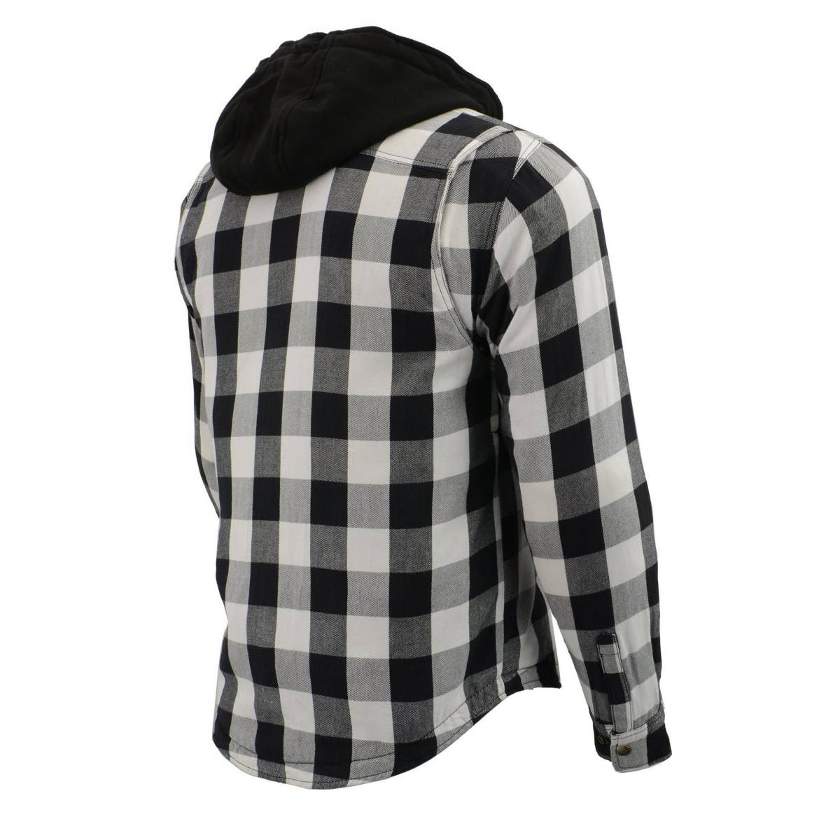 Milwaukee Leather Men’s Othello Black & White Plaid Hooded Riding Shirt w/ CE Armor & Aramid Fiber Panels - MPM1629 - Image 18