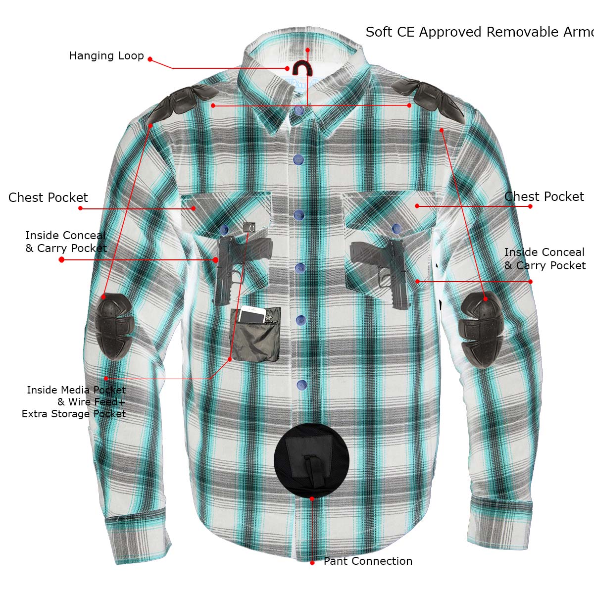 Milwaukee Leather MPM1641 Men's Plaid Flannel Biker Shirt with CE Approved Armor - Reinforced w/ Aramid Fiber - Image 7