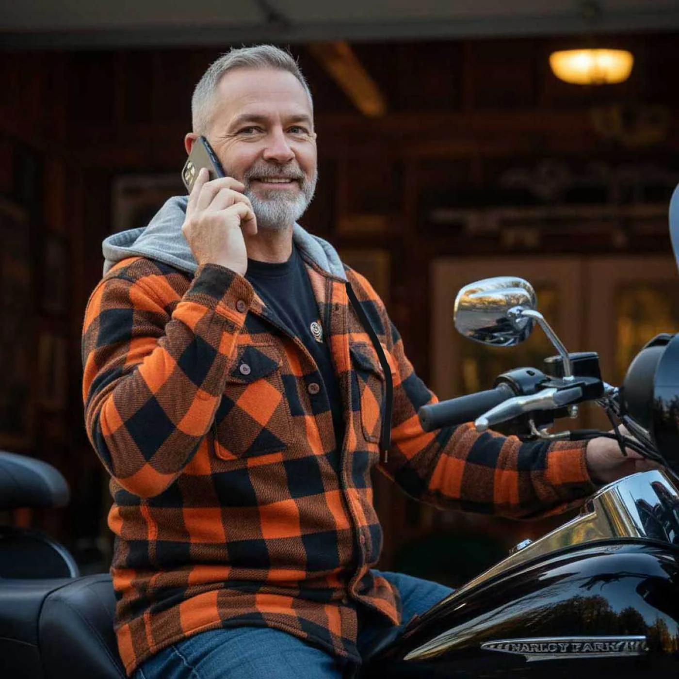 Milwaukee Leather Men’s Titans Orange & Black Plaid Hooded Riding Shirt w/ CE Armor & Aramid Fiber Panels - MPM1642 - Image 11