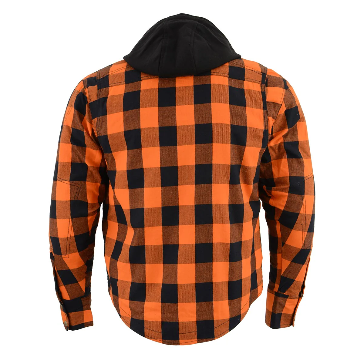 Milwaukee Leather Men’s Titans Orange & Black Plaid Hooded Riding Shirt w/ CE Armor & Aramid Fiber Panels - MPM1642 - Image 14
