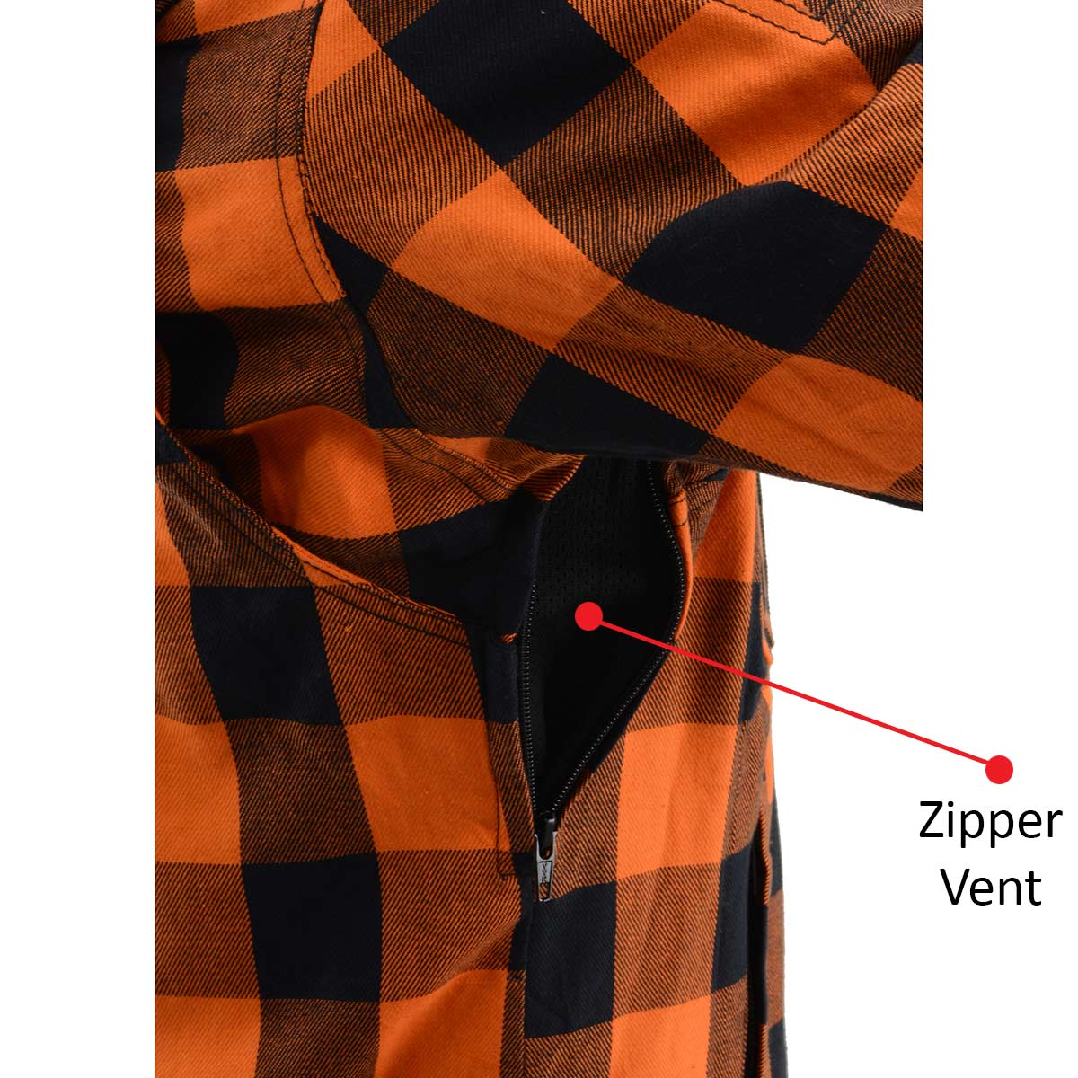 Milwaukee Leather Men’s Titans Orange & Black Plaid Hooded Riding Shirt w/ CE Armor & Aramid Fiber Panels - MPM1642 - Image 16