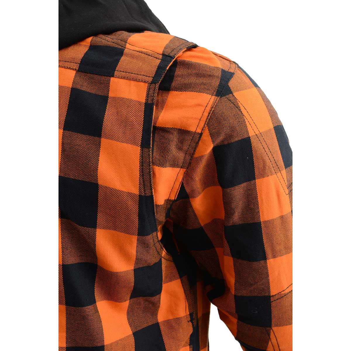 Milwaukee Leather Men’s Titans Orange & Black Plaid Hooded Riding Shirt w/ CE Armor & Aramid Fiber Panels - MPM1642 - Image 17