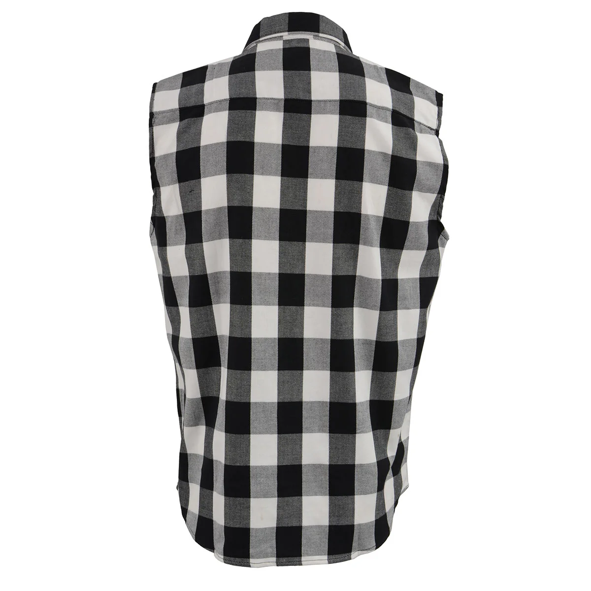 Milwaukee Leather MPM1647 Men’s Classic Black and White Button-Down Flannel Cut Off Sleeveless Casual Shirt - Image 4