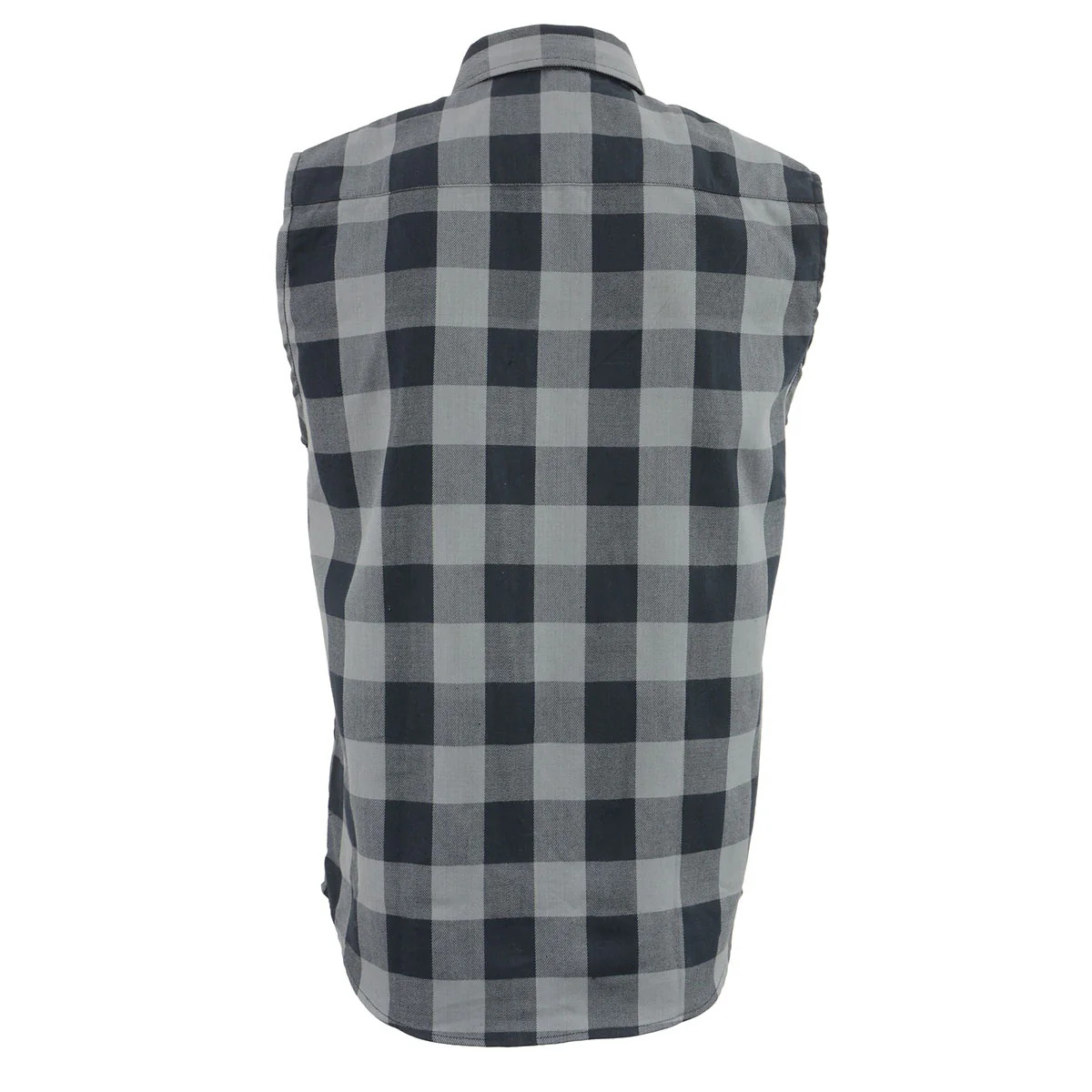 Milwaukee Leather MPM1648 Men’s Classic Black and Grey Button-Down Flannel Cut Off Sleeveless Casual Shirt - Image 4