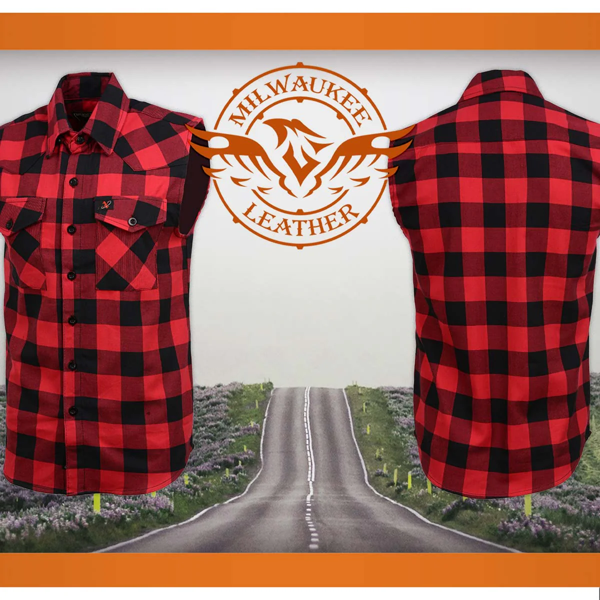 Milwaukee Leather MPM1649 Men’s Classic Black and Red Button-Down Flannel Cut Off Sleeveless Casual Shirt - Image 4