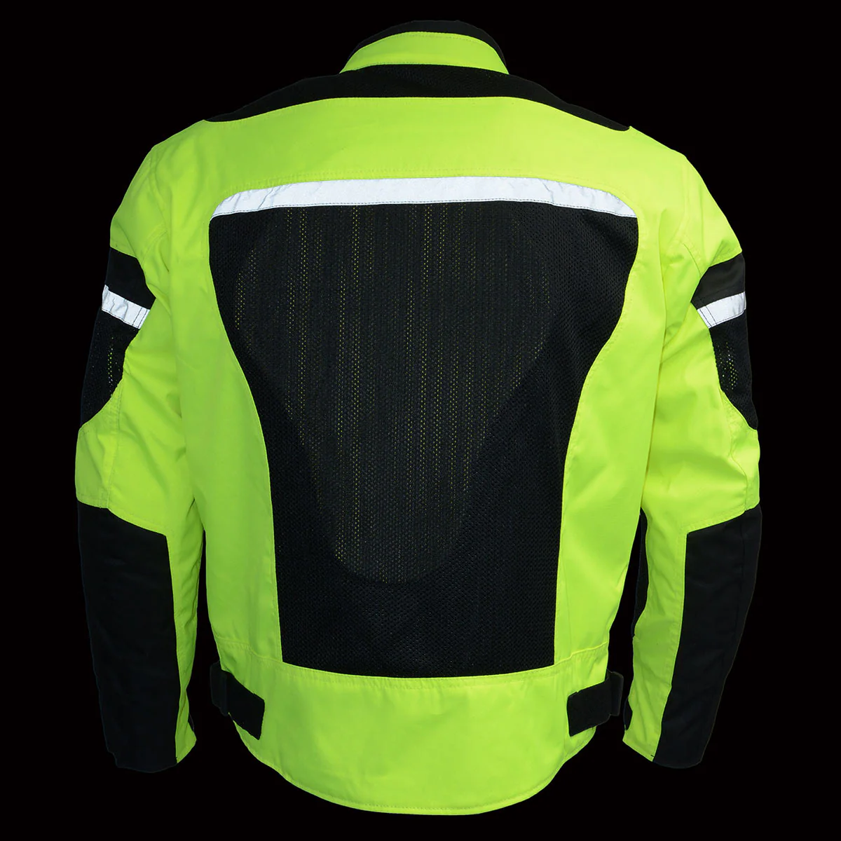 Milwaukee Leather MPM1794 High Vis Green Armored Mesh Racer Jacket with Reflective Piping for Men - All Season Jacket - Image 6