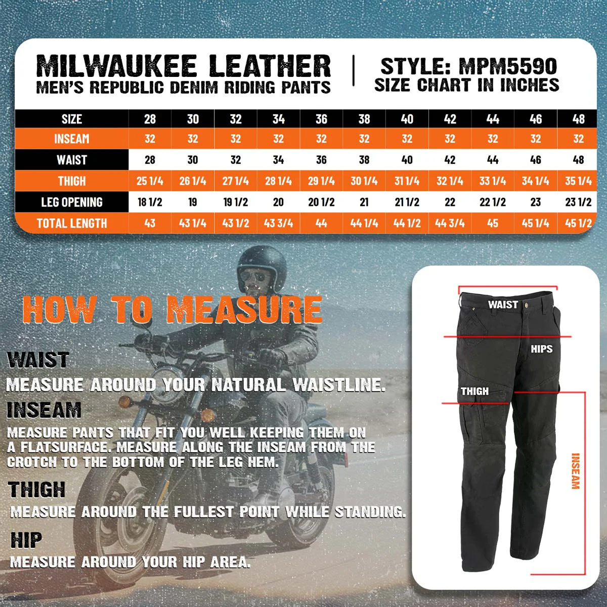 Milwaukee Leather MPM5590 Men's Black CE Armored Cargo Jeans Pants Reinforced w/ Aramid by DuPont Fibers - Image 3