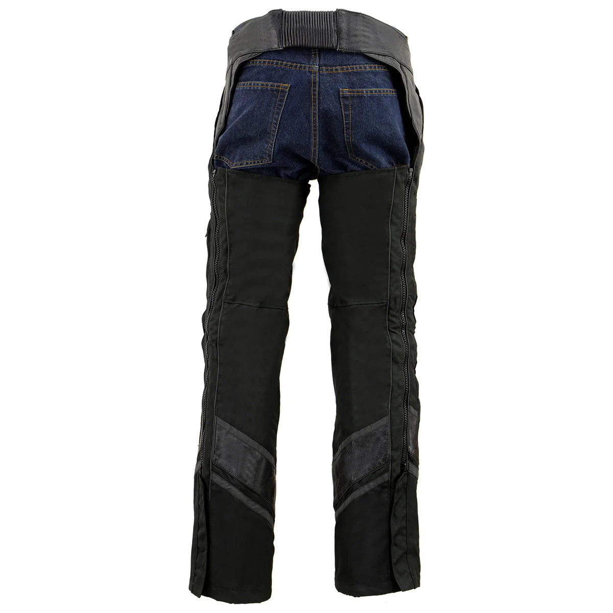 Milwaukee Leather MPM5706 Men's Black Vented Textile Chaps with Leather Trim - Image 2