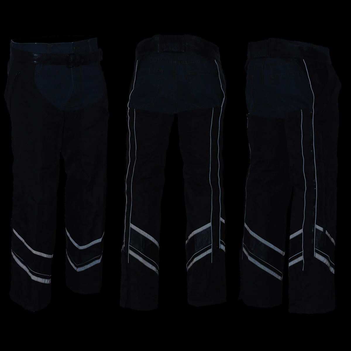 Milwaukee Leather MPM5706 Men's Black Vented Textile Chaps with Leather Trim - Image 5